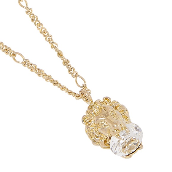 GUCCI NEW NIB lion head gold chain necklace with white crystal dustbag box - Picture 1 of 6